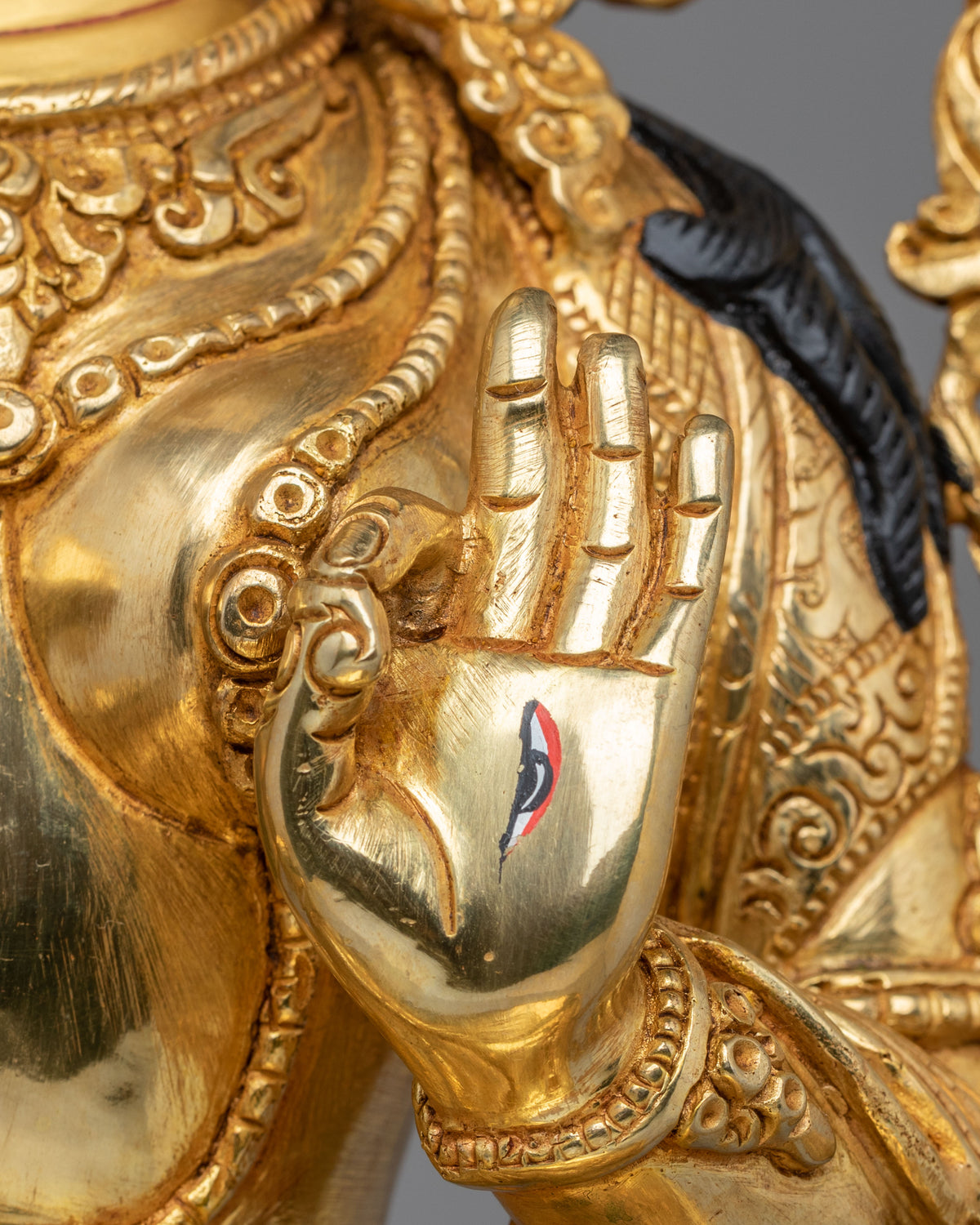 Tibetan Buddhist White Tara Sculpture | 24K Gold Plated Goddess Statue