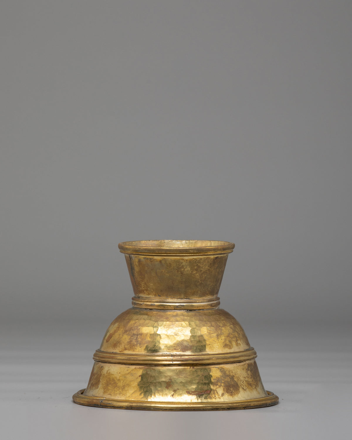 Tibetan Butter Lamp For Buddhist Shrine | Brass Lamp with Copper Holder