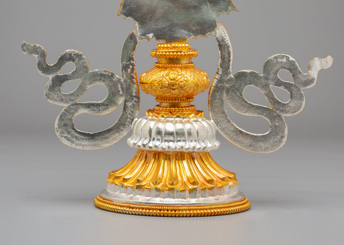 Buddhist Dharma Wheel for Altar | Gold and Silver Plated Sacred Artwork