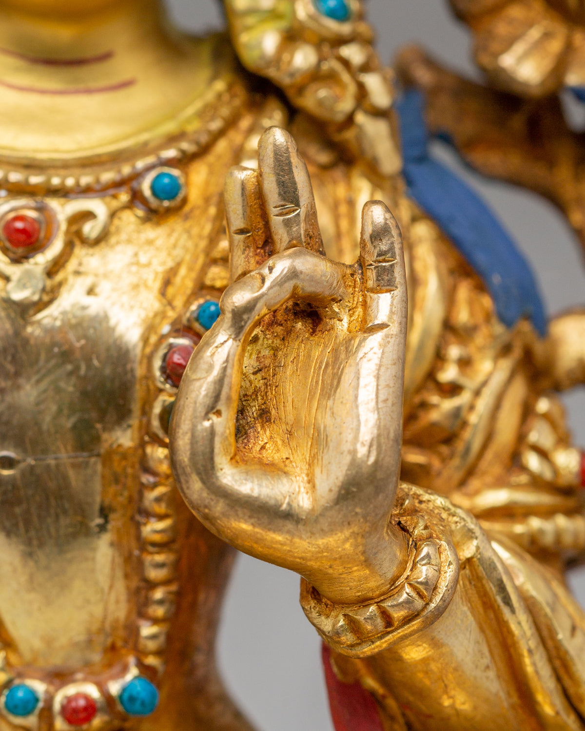 24K Gold Plated Manjushri Sculpture | Wisdom Deity Sculpture