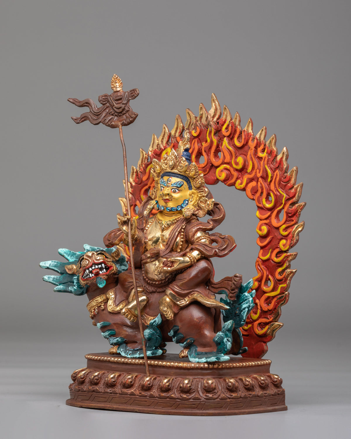 Namtoshe Buddhist Wealth Deity Statue | 24K Gold Plated Tibetan Guardian Sculpture