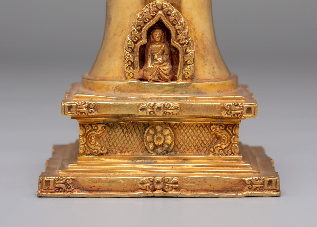 Gold Plated Altar Stupa | Spiritual Meditation Decor