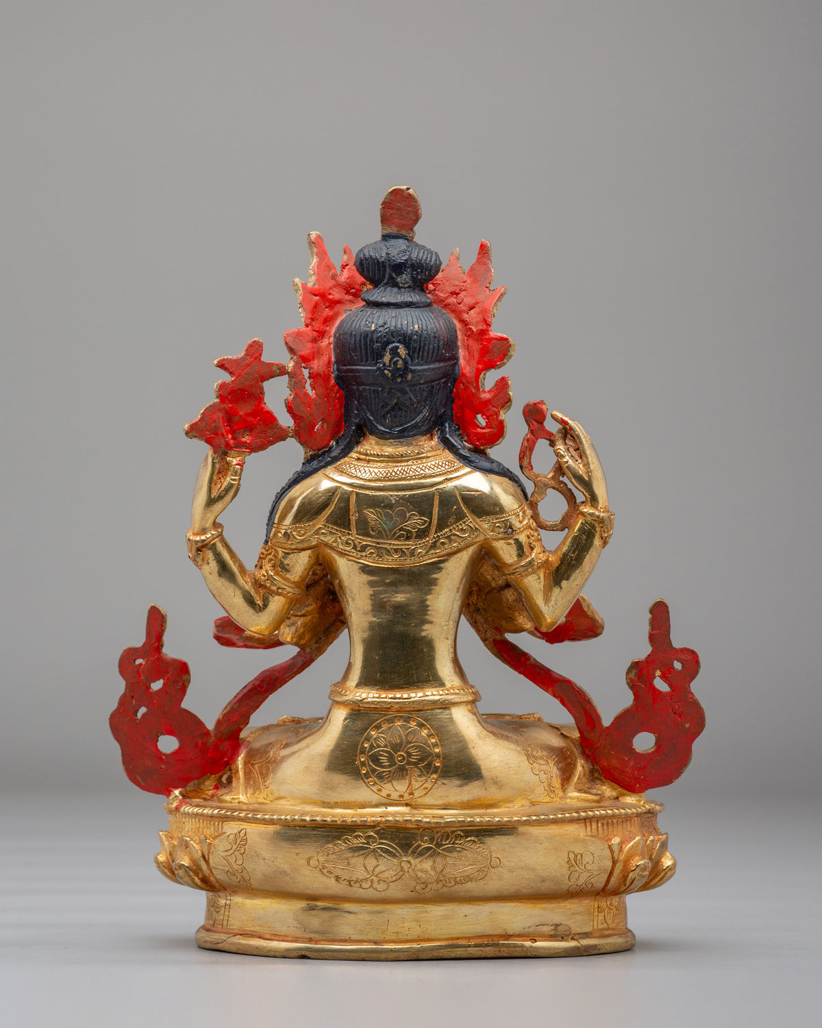 Sacred Avalokiteshvara Compassion Statue | 24K Gold Plated Copper Sculpture