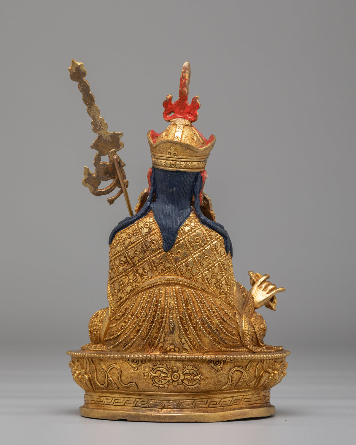 Himalayan Guru Rinpoche Buddhist Statue | Traditional Gold Plated Sculpture