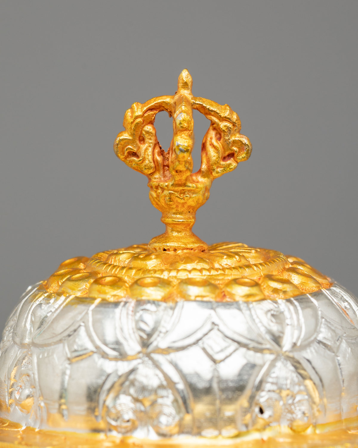Traditional Altar Dhupur Rice Pot | Gold and Silver Plated Offering Vessel