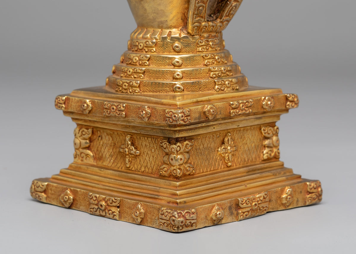 Lotus Blossom Stupa For Buddhist Altar |  Sacred Traditional  Artwork