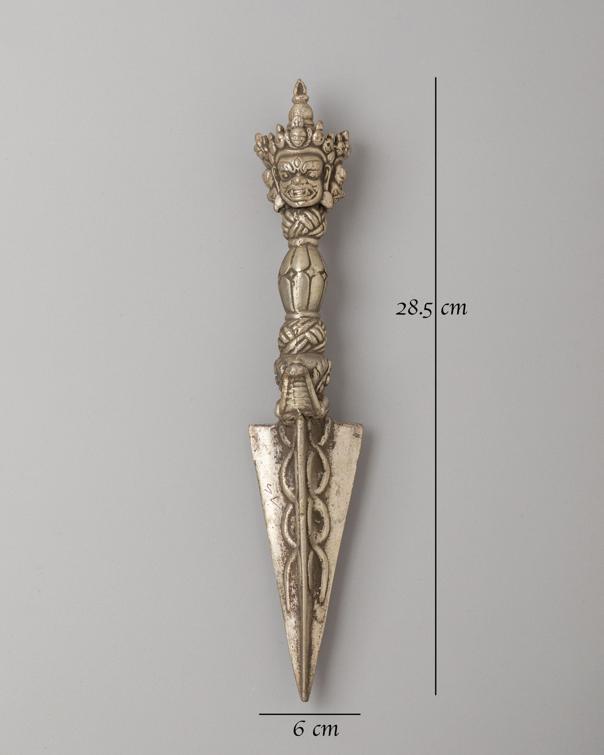 Traditional Tibetan Phurba for Altar | Silver Plated Ritual Dagger