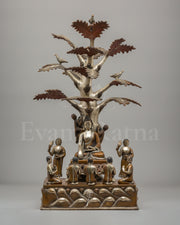 Buddha With Disciples Under Tree Statue  