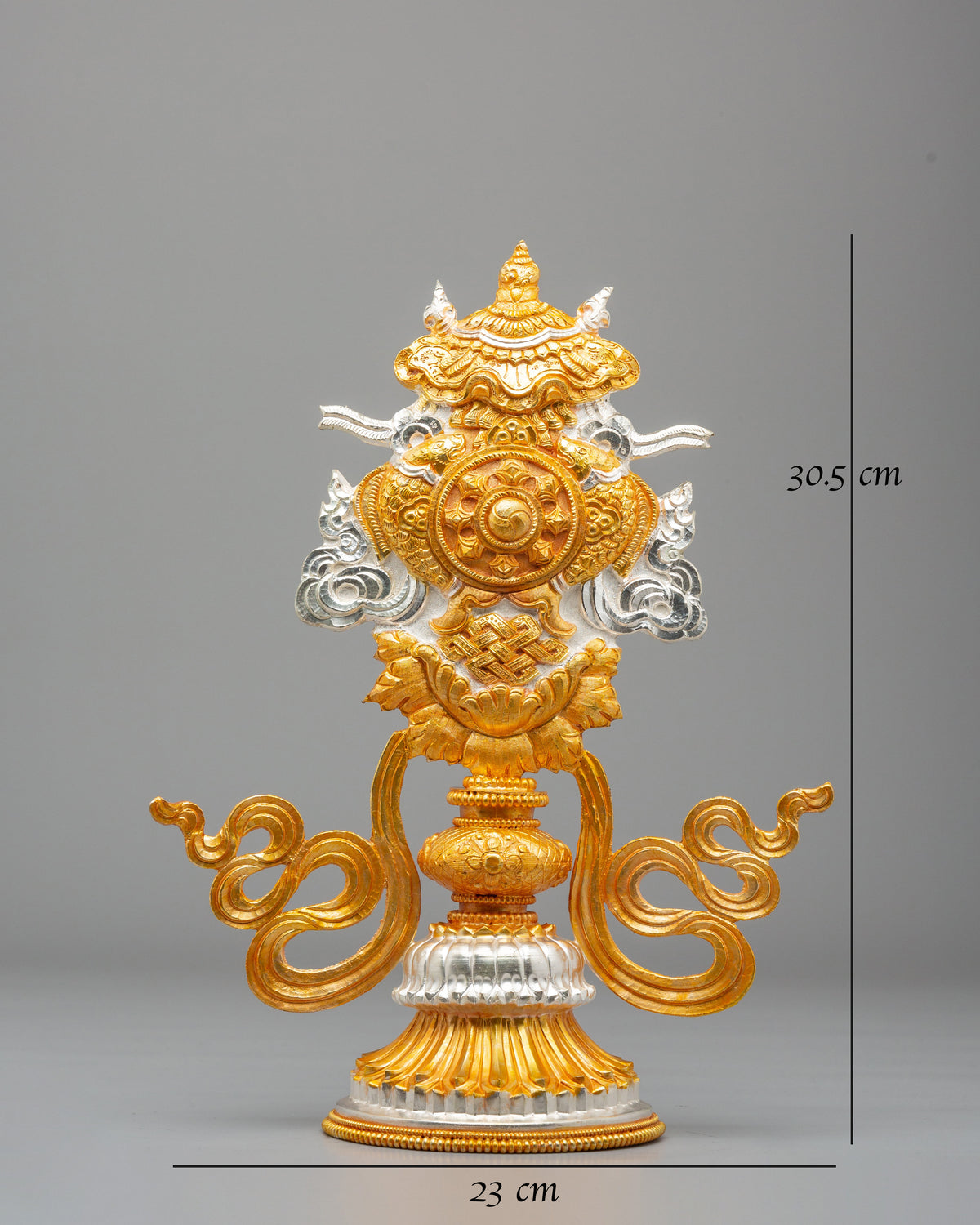 Buddhist Dharma Wheel for Altar | Gold and Silver Plated Sacred Artwork