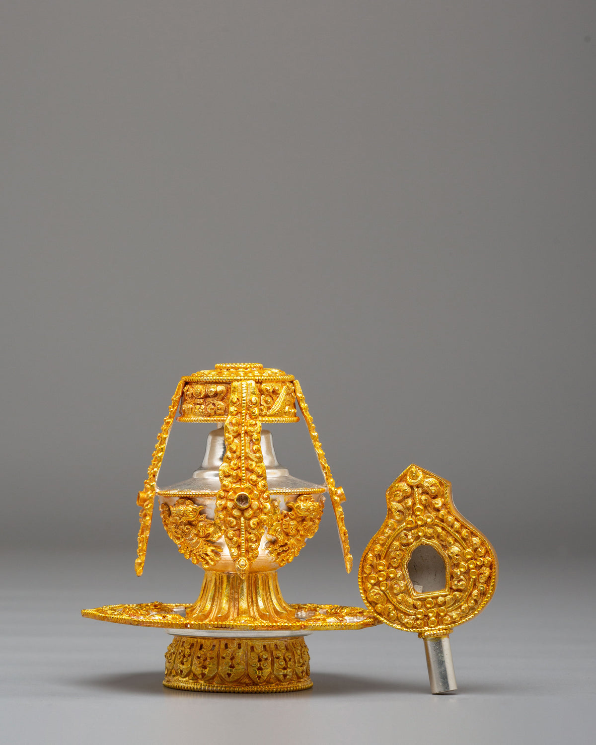 Buddhist Shrine Long Life Vase | Electro Gold Plated Copper Ritual Vessel