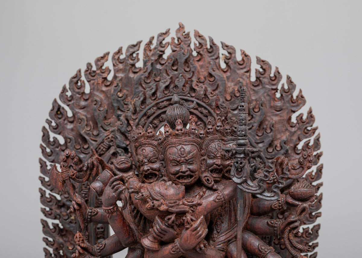 Traditional Chakrasamvara Sculpture | Handcrafted Wooden Artwork