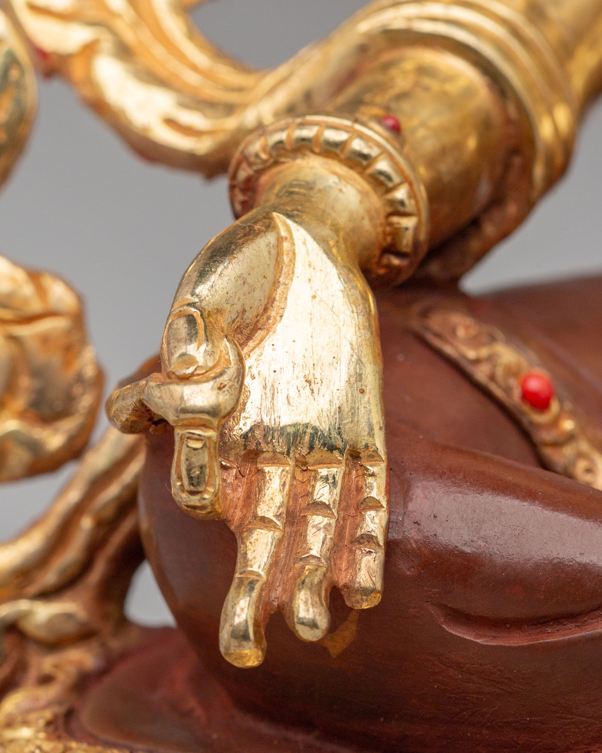 Handmade Altar Green Tara Statue | Gold Plated Buddhist Sculpture