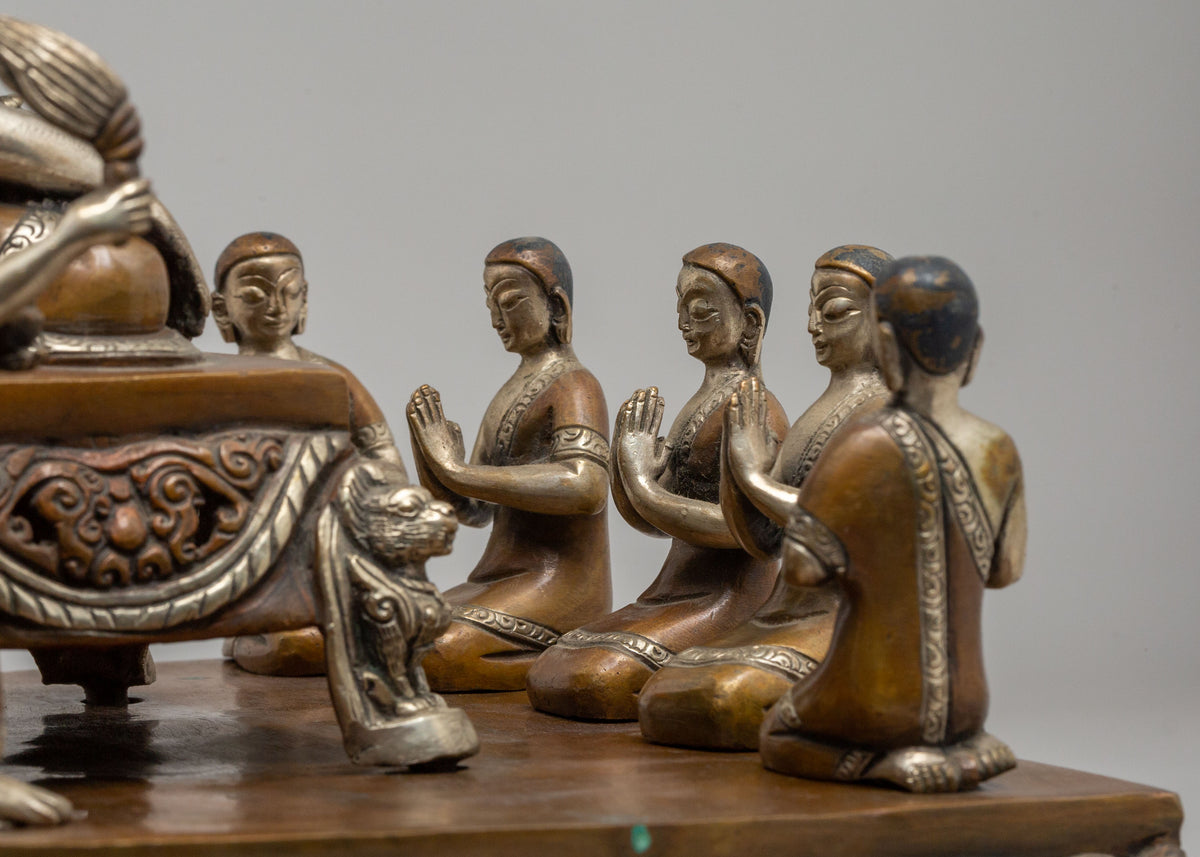 Buddha With Disciples Under Tree Statue | Spiritual Home Decor