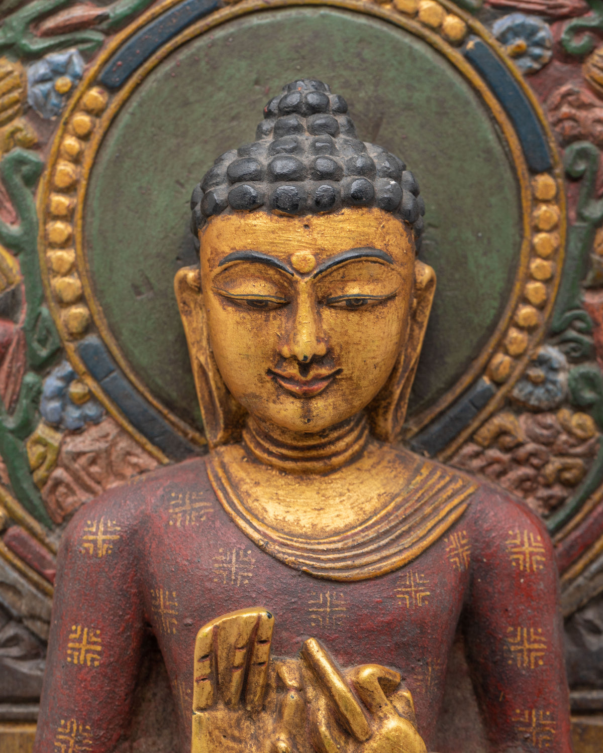 Traditional Tibetan Vairocana Sculpture | Gold Plated Buddha Statue