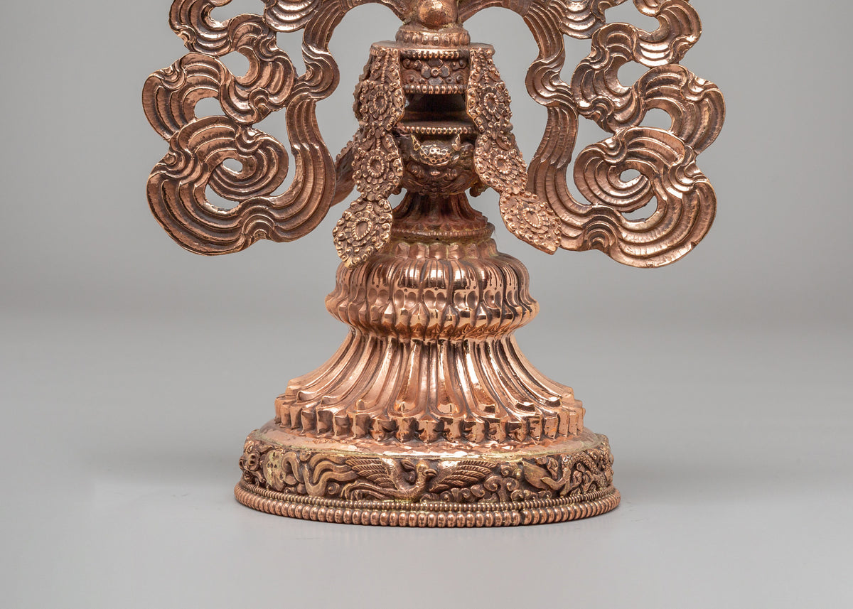 Buddhist Shrine Dharma Wheel | Handcrafted Copper Dharma Chakra Sculpture