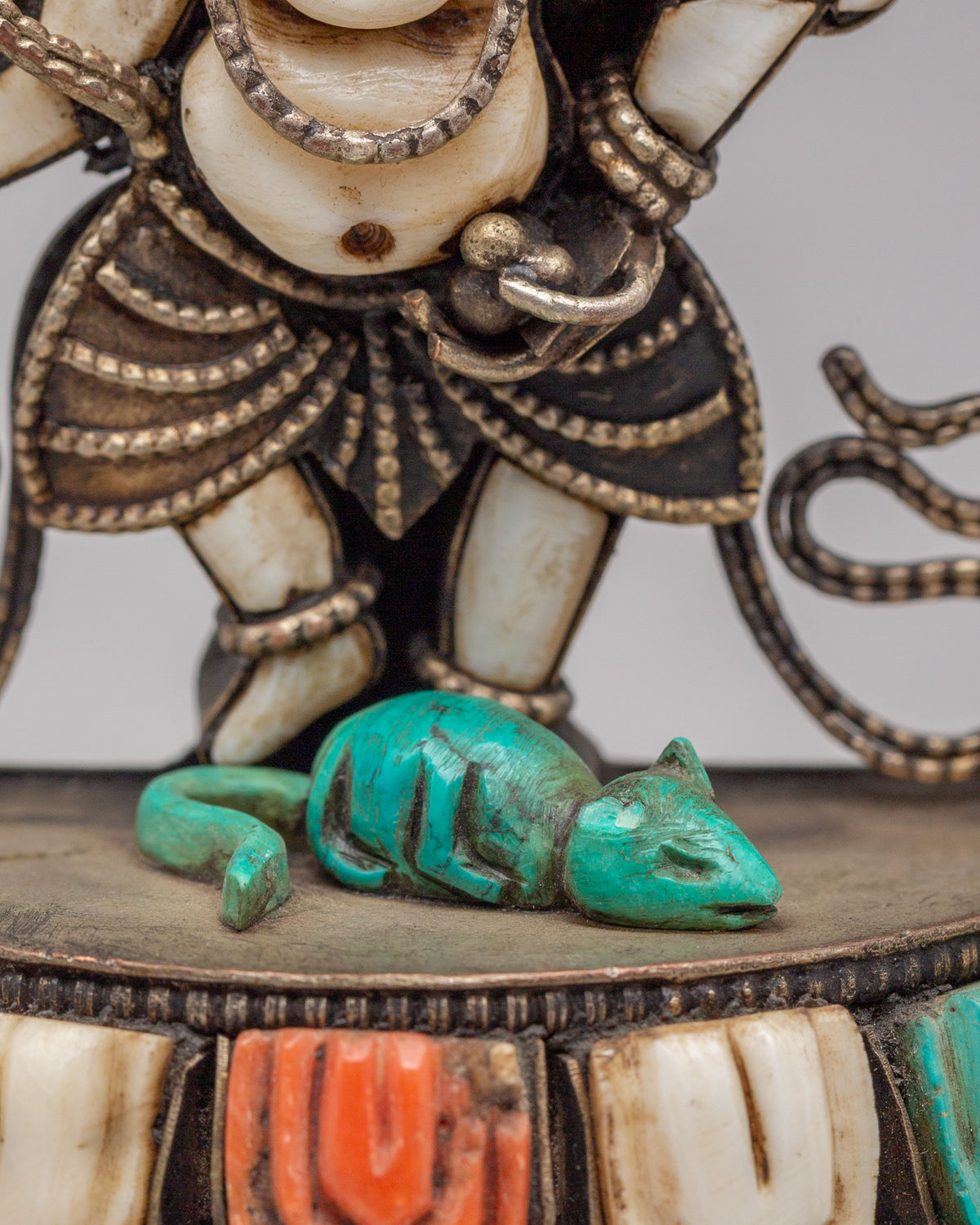 Handmade Standing Ganesh Statue | Copper Ganesha Sculpture with Gemstones