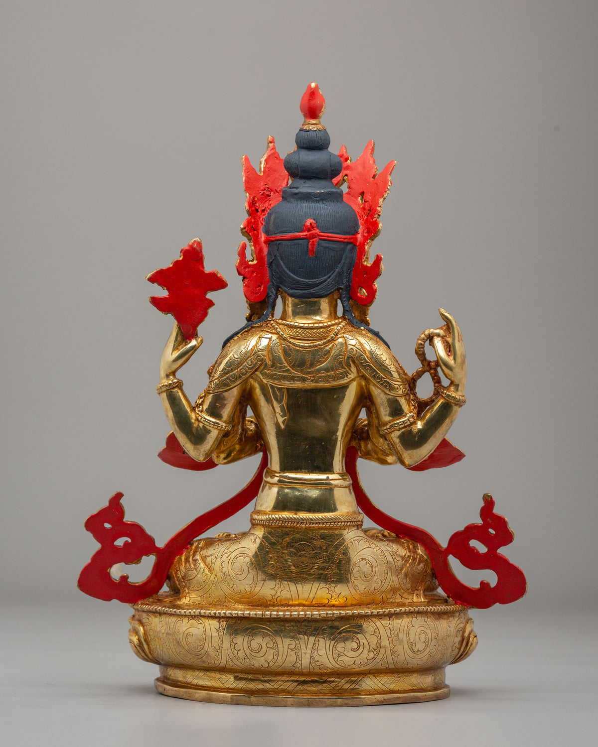 Buddhist Altar Chenrezig Sculpture | 24K Gold Gilded Compassion Statue