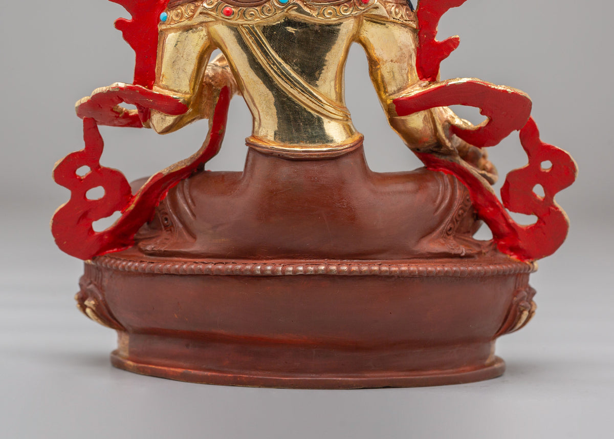 Handmade Altar Green Tara Statue | Gold Plated Buddhist Sculpture