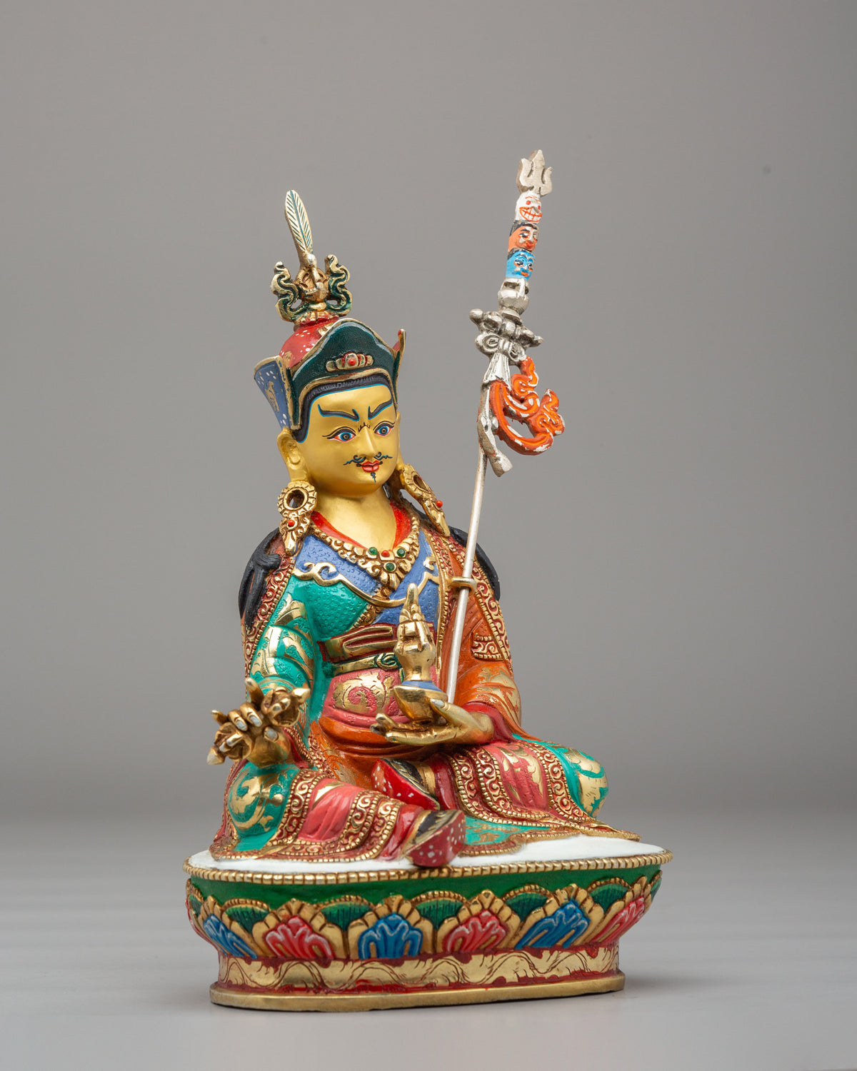 Traditional Tibetan Padmasambhava Statue | Copper Artwork