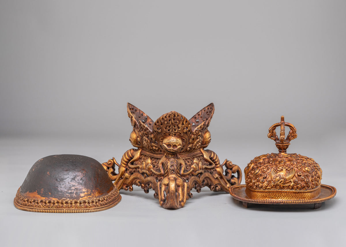 Traditional Tibetan Kapala Set for Altar | Ritual Offering Vessel