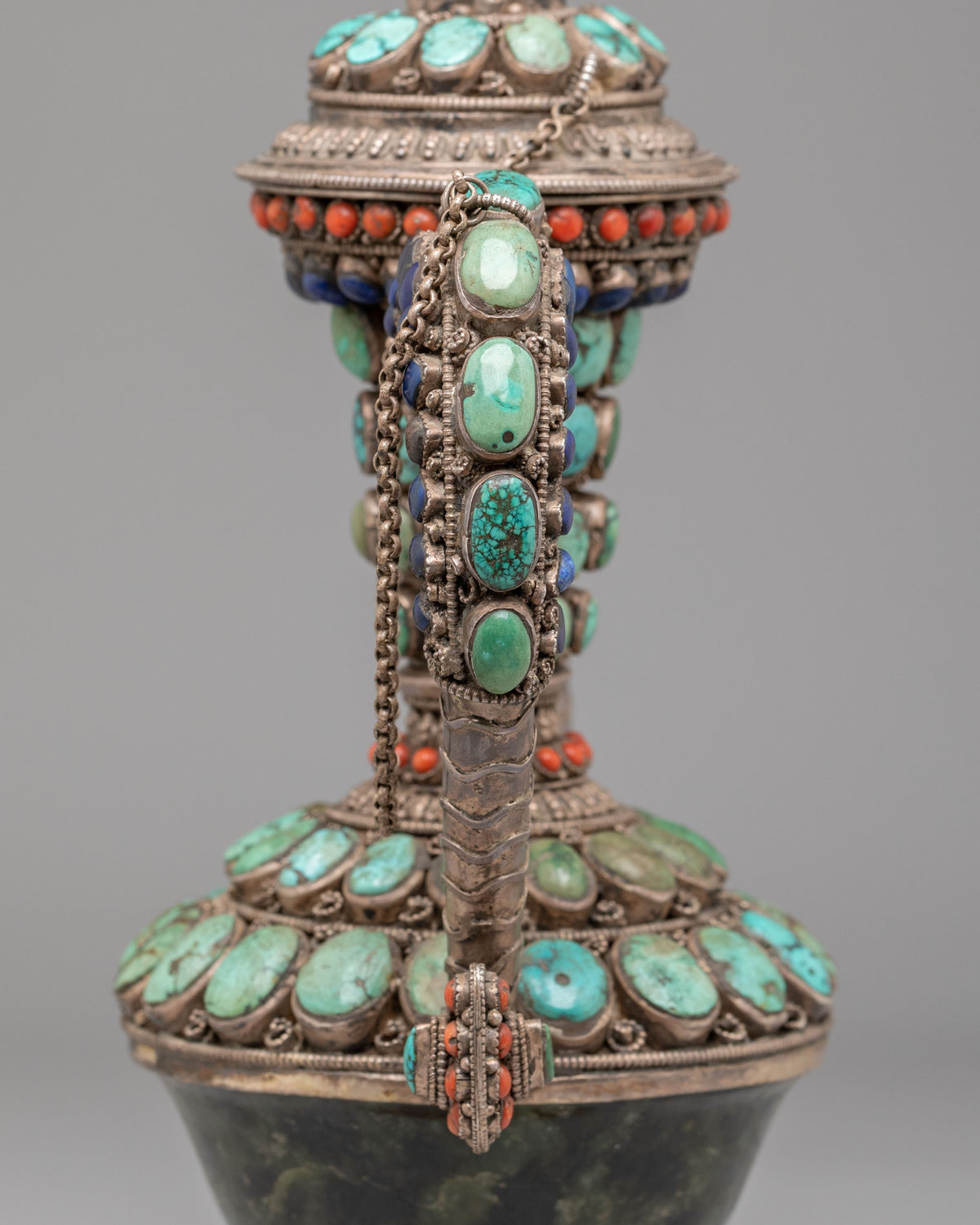 Hong Kong Jade Tea Pot | Antique Tibetan Silver Tea Vessel