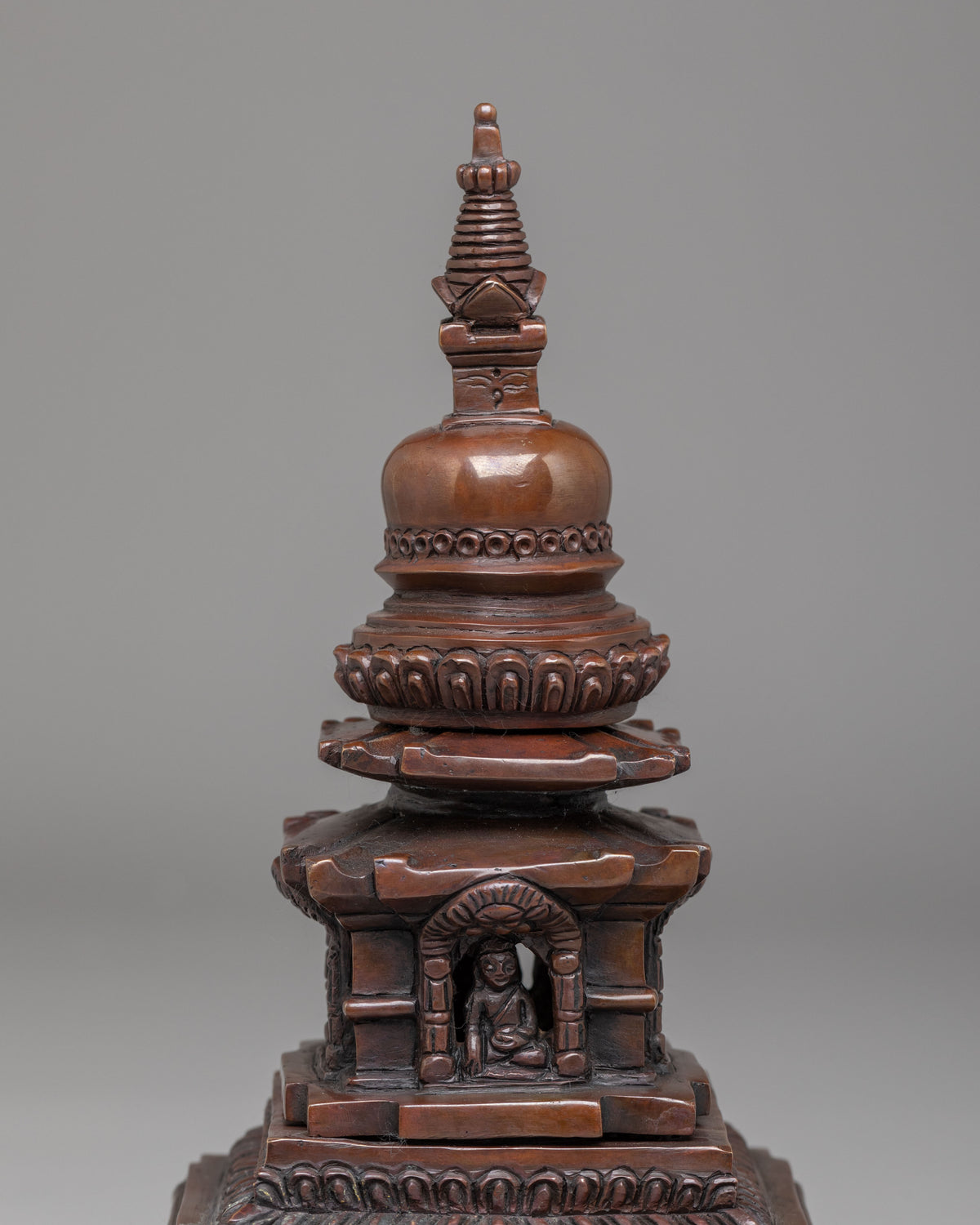 Meditation Shrine Stupa | Oxidized Copper Buddhist Sacred Art