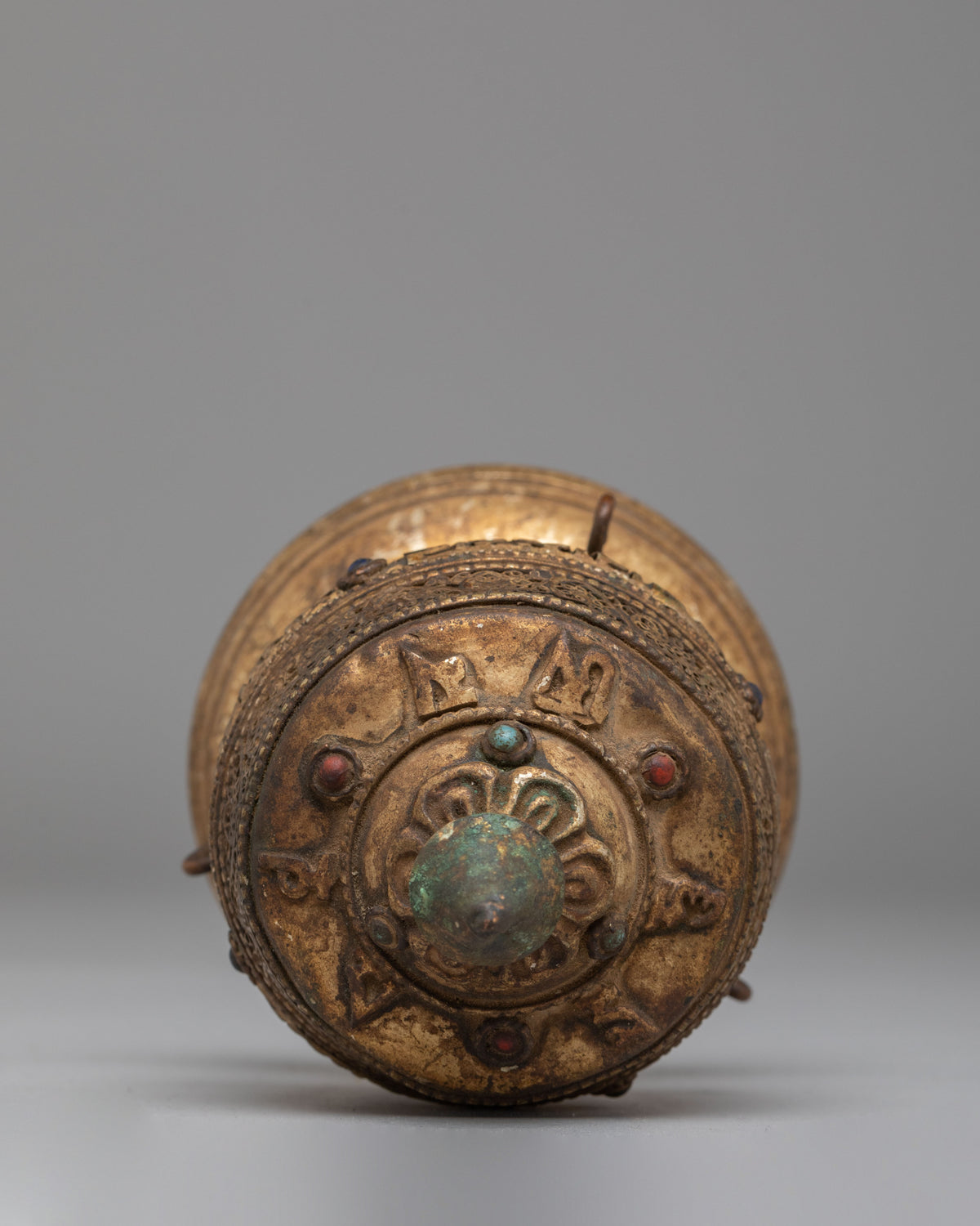 Sacred Meditation Prayer Wheel | Handcrafted Copper Buddhist Artwork