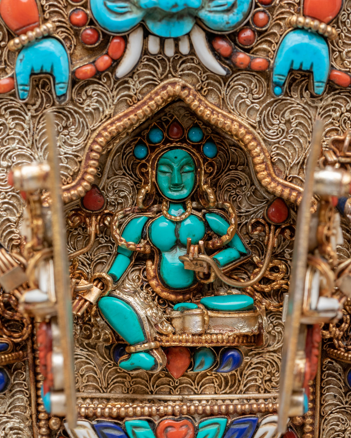 Tibetan Buddhist Ghau Shrine Box | Sacred Tibetan Offering Box