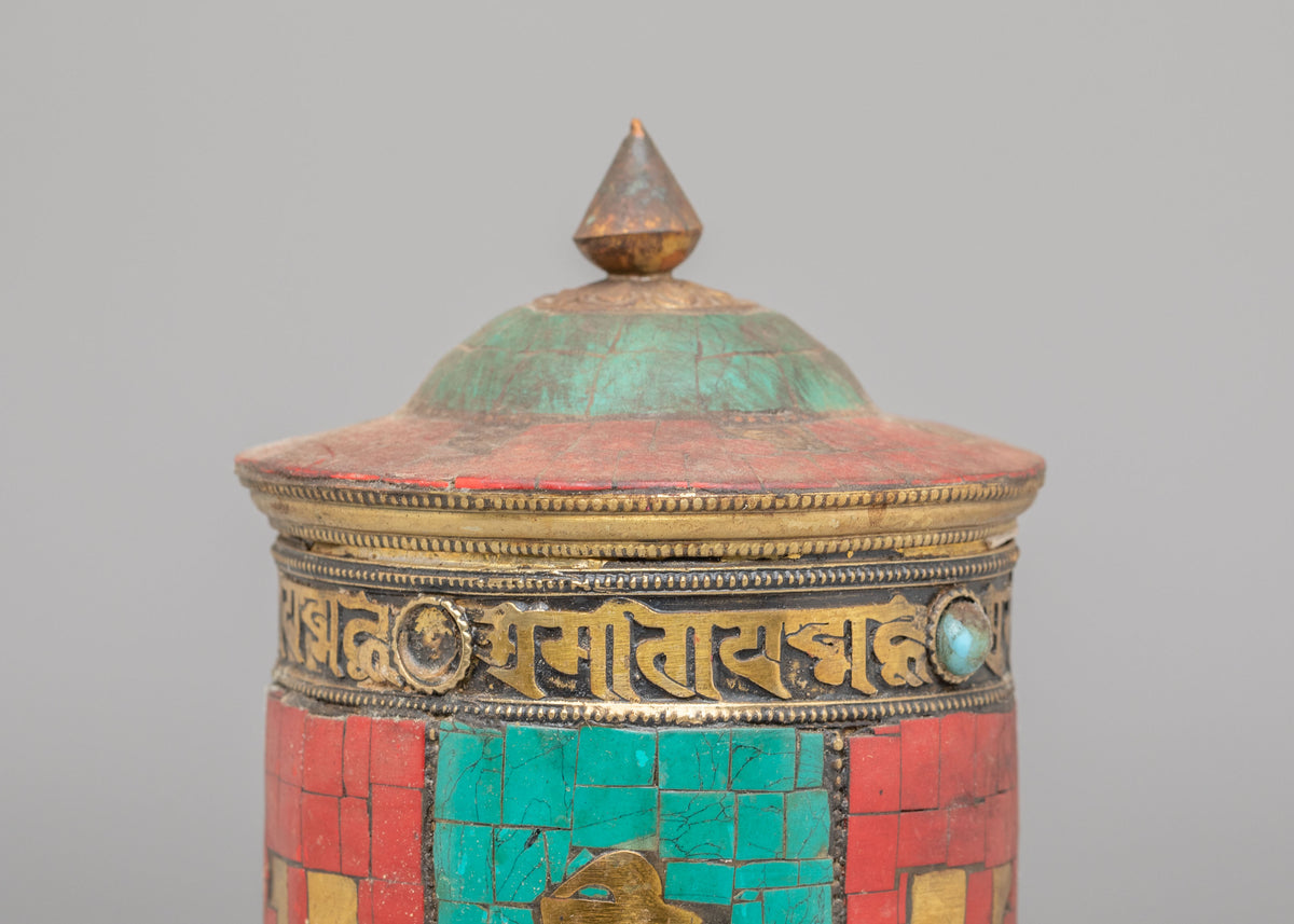 Handcrafted Prayer Wheel Artwork | Copper Buddhist Ritual Object