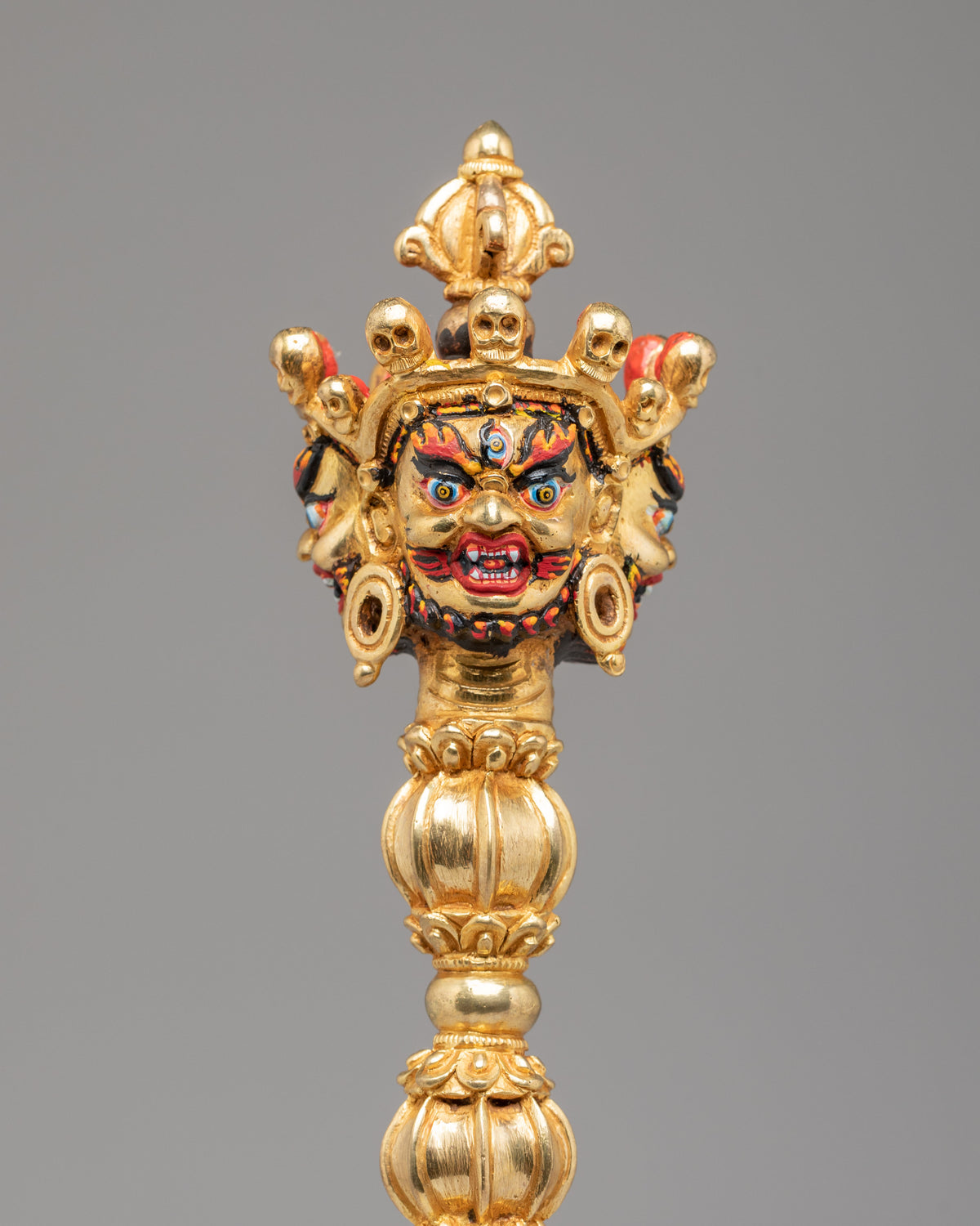 Traditional Buddhist Ceremonial Dagger Phurba | Gold Plated Tibetan Ritual Dagger