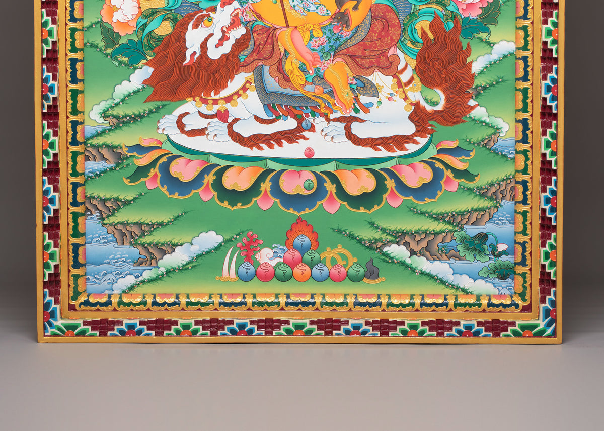 Spiritual Namtoshe Wall Hanging | Handpainted Tibetan Buddhist Wealth Deity Art