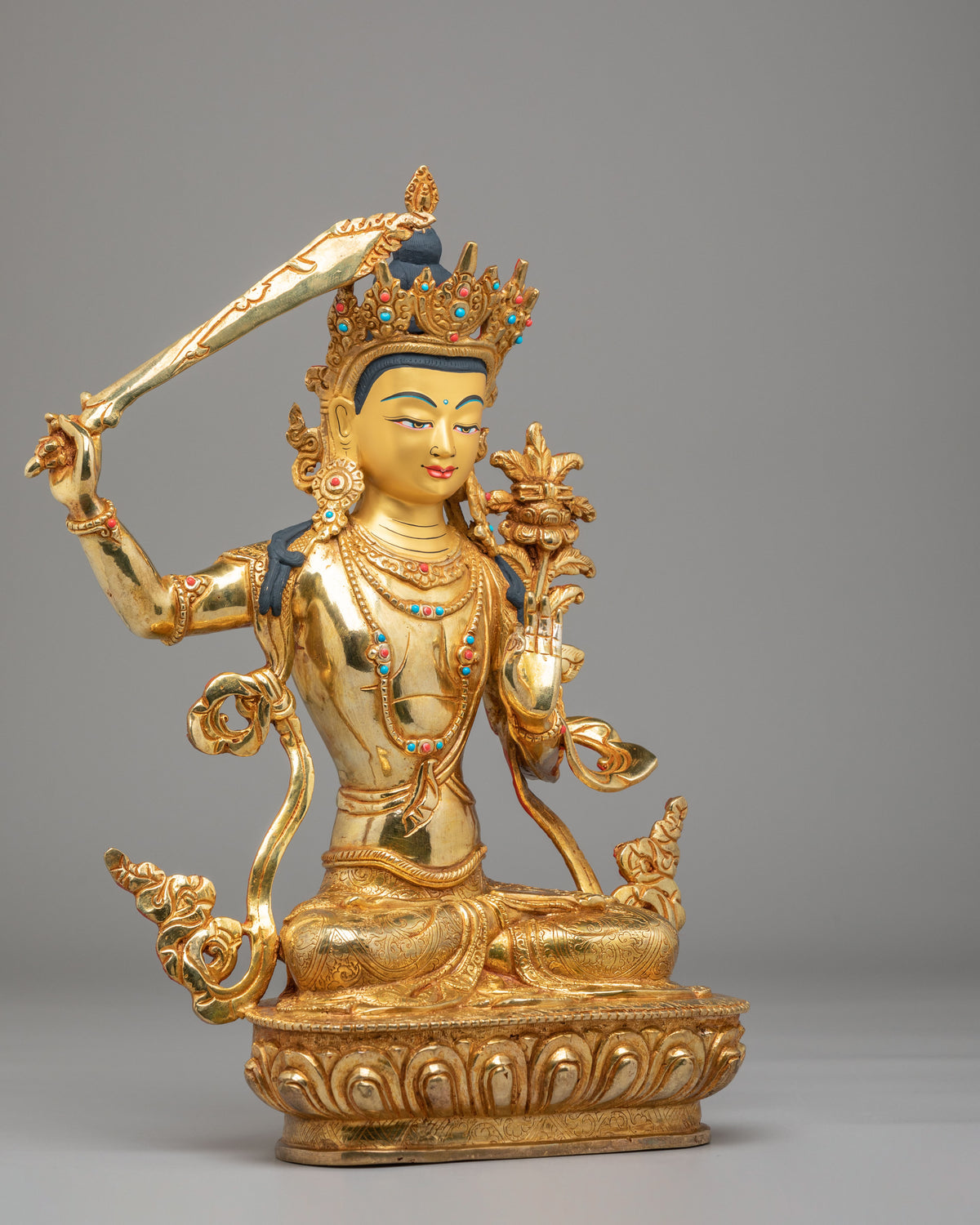 Himalayan Buddhist Manjushri Sculpture | Bodhisattva of Transcendent Wisdom