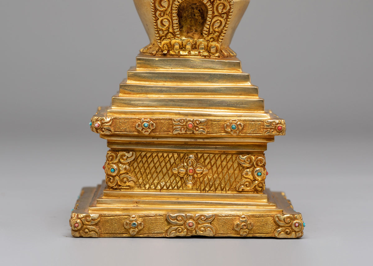 Handcrafted Enlightenment Altar Chorten | Tibetan Ritual Art for Spiritual Practice