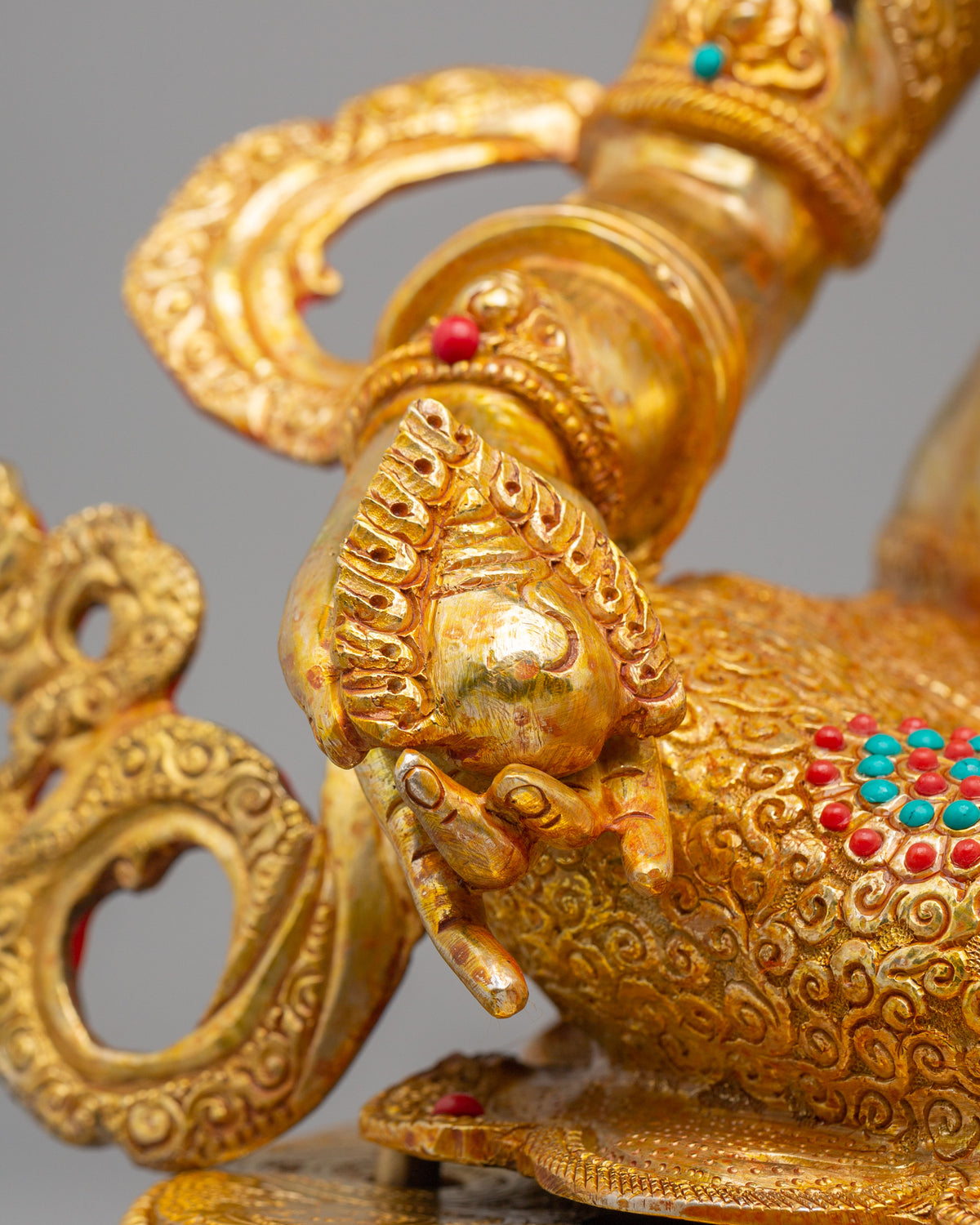 Traditional Dzambhala Altar Sculpture | 24K Gold Plated Buddhist Wealth Deity