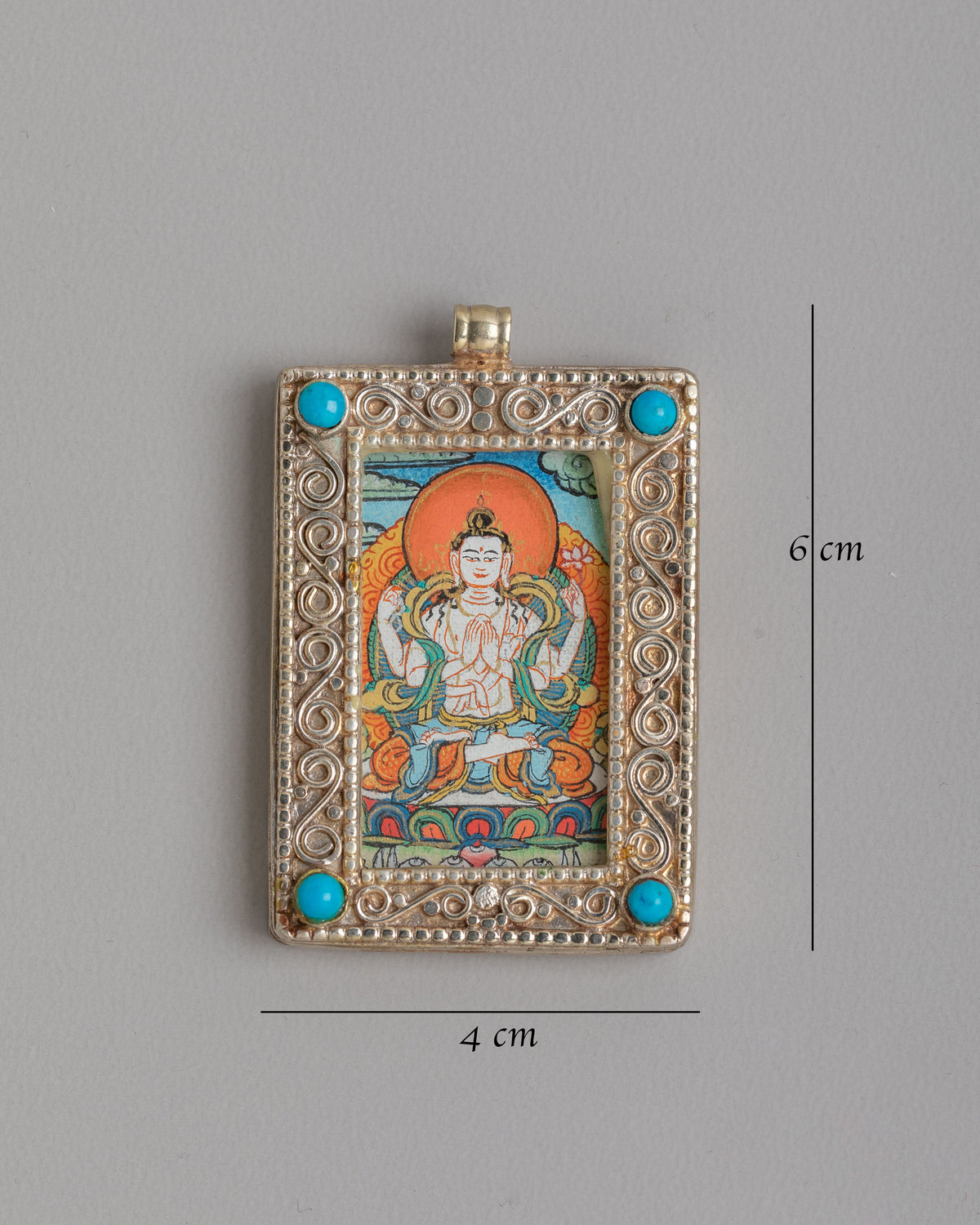 Handcrafted Chenrezig Locket | Traditional Buddhist Pendant