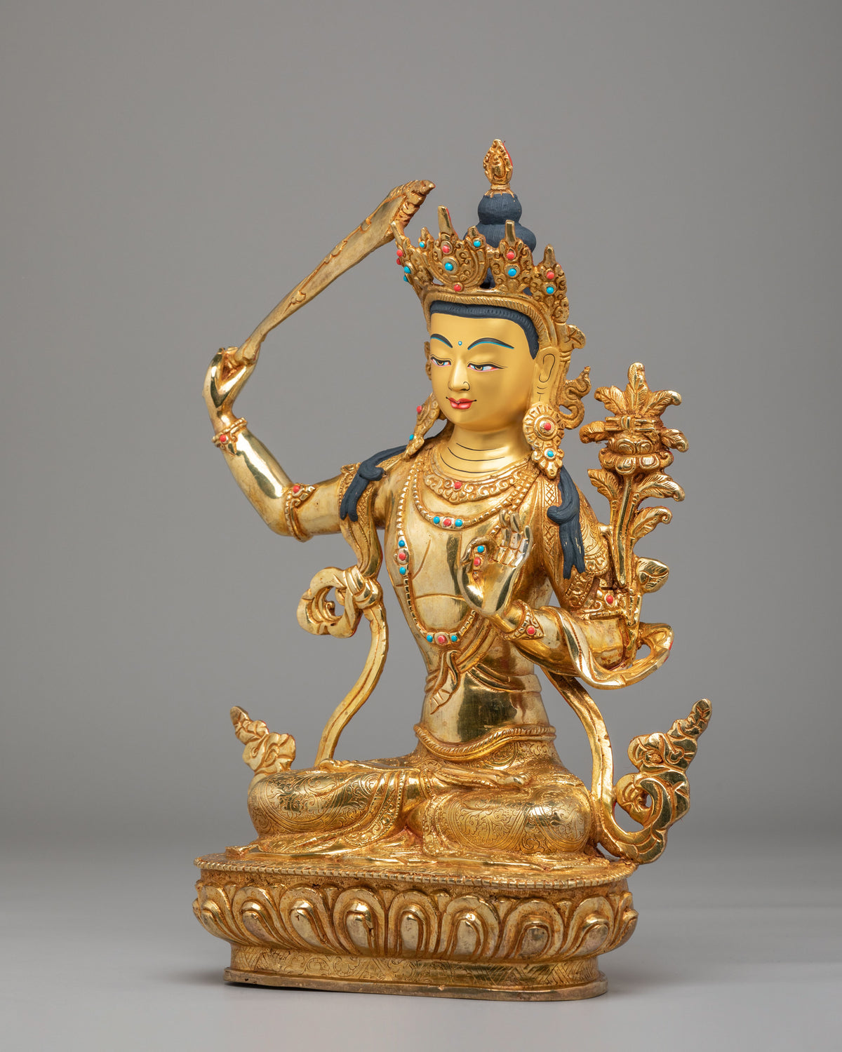 Himalayan Buddhist Manjushri Sculpture | Bodhisattva of Transcendent Wisdom