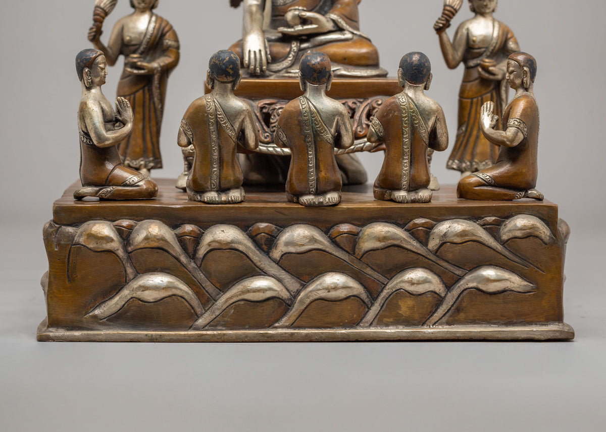 Buddha With Disciples Under Tree Statue | Spiritual Home Decor