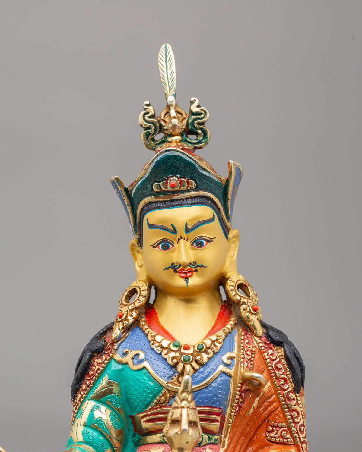 Traditional Tibetan Padmasambhava Statue | Copper Artwork