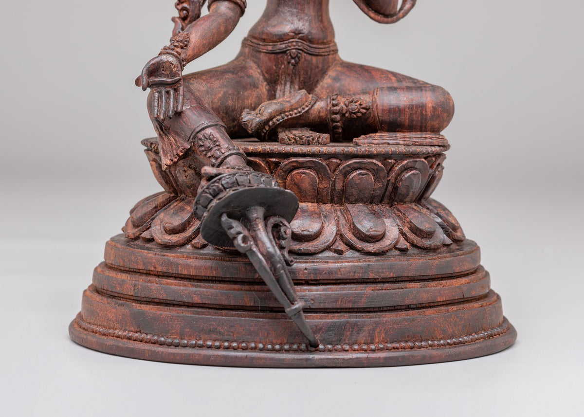 Handcarved Green Tara Altar Statue | Buddhist Goddess of Compassion