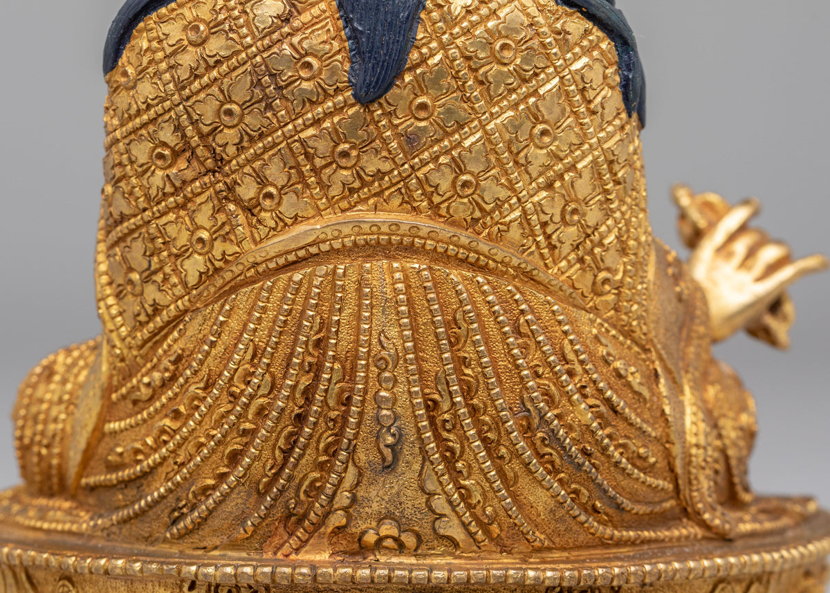 Himalayan Guru Rinpoche Buddhist Statue | Traditional Gold Plated Sculpture