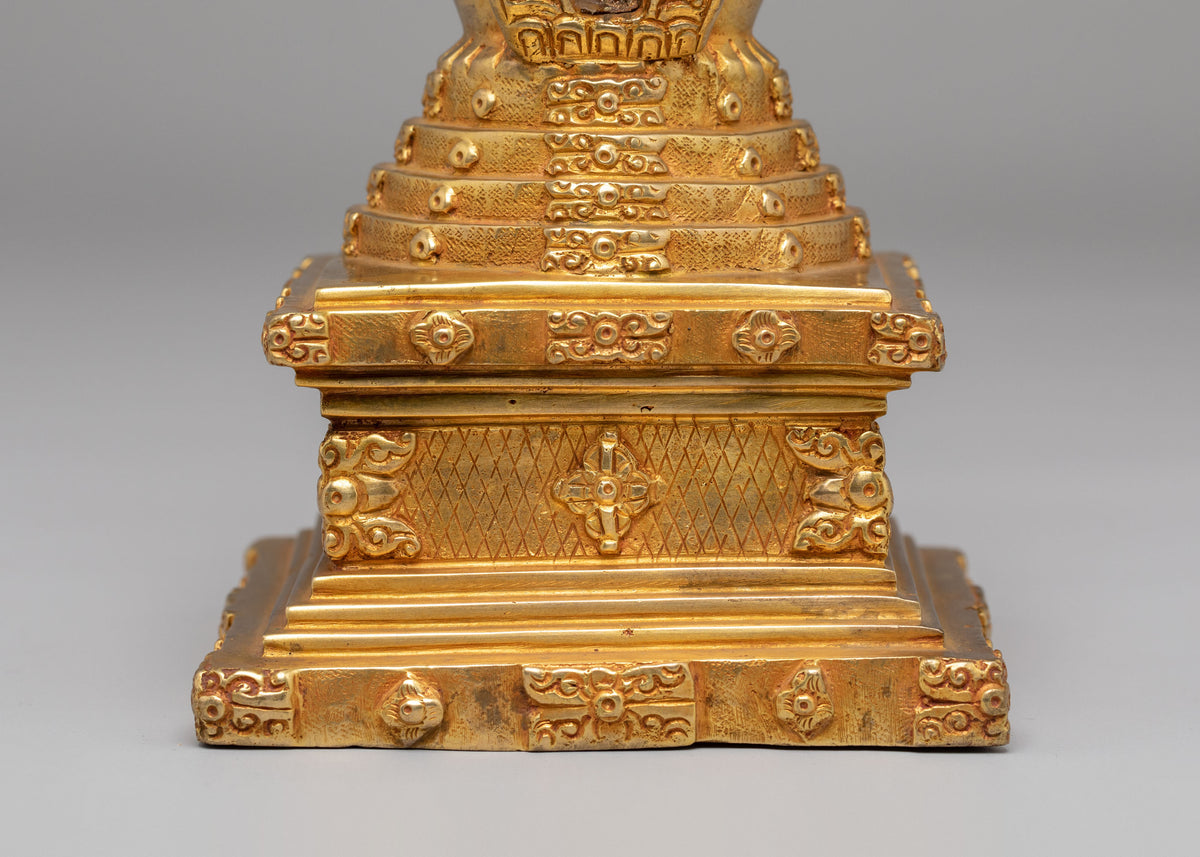 Lotus Blossom Stupa For Buddhist Altar |  Sacred Traditional  Artwork
