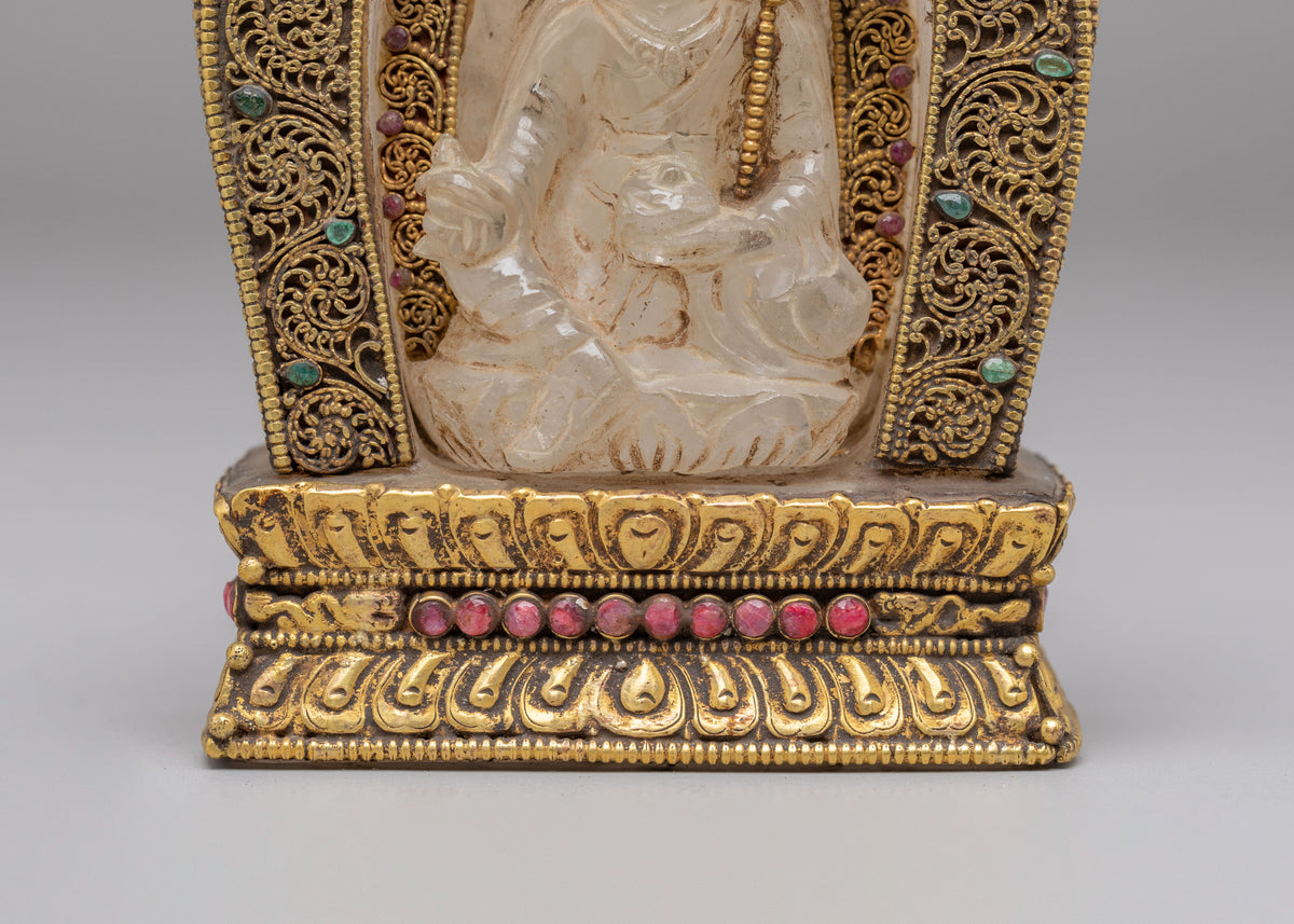 Himalayan Buddhist Guru Rinpoche Statue | Crystal Padmasambhava Sculpture