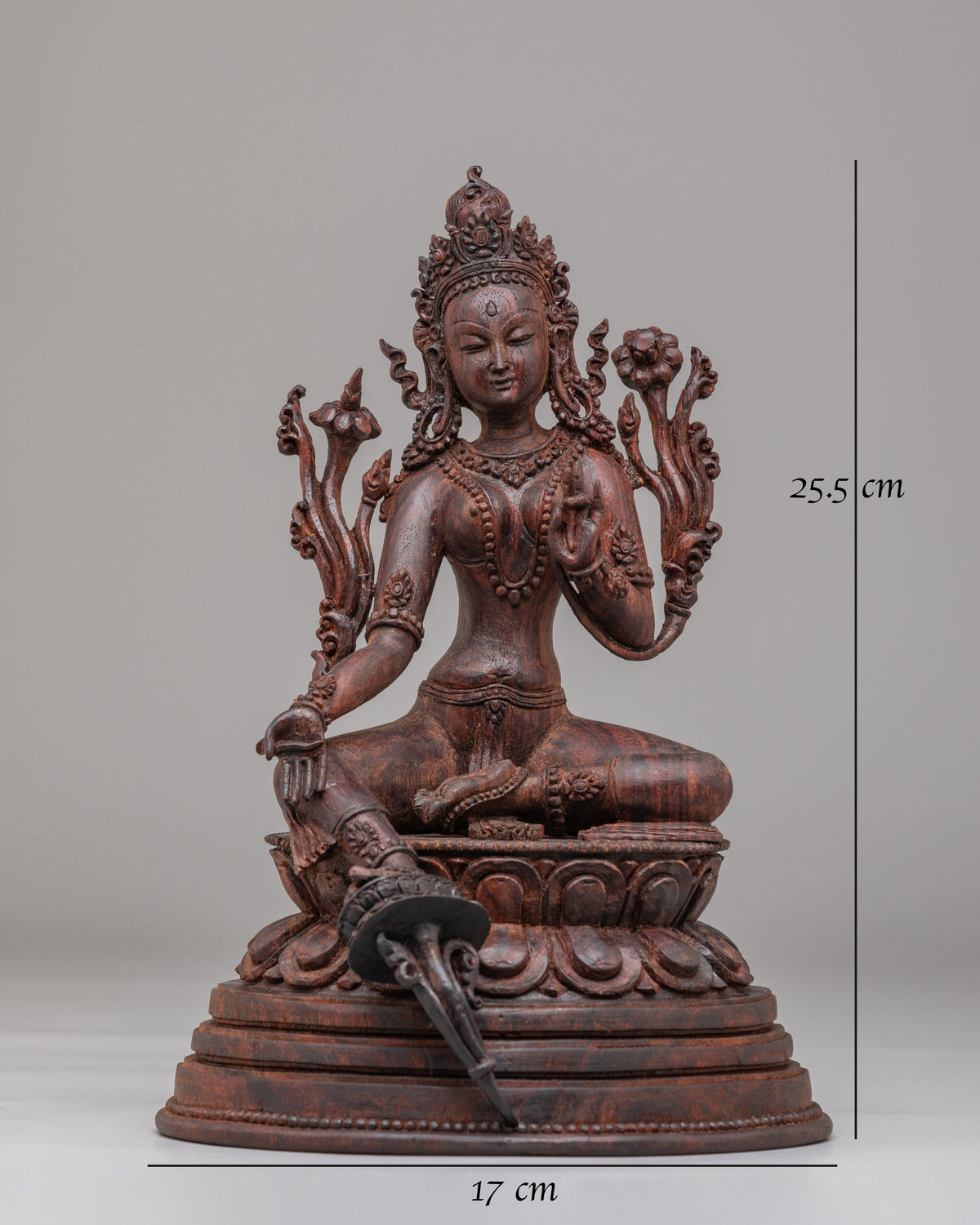 Handcarved Green Tara Altar Statue | Buddhist Goddess of Compassion