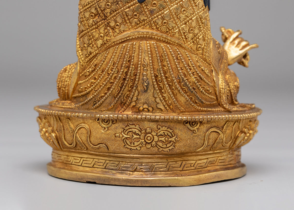 Himalayan Guru Rinpoche Buddhist Statue | Traditional Gold Plated Sculpture