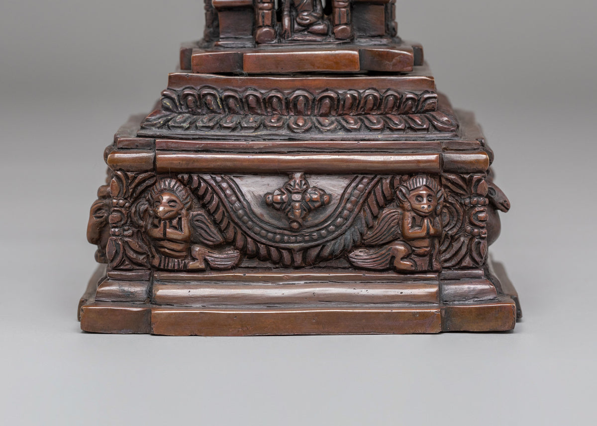 Meditation Shrine Stupa | Oxidized Copper Buddhist Sacred Art