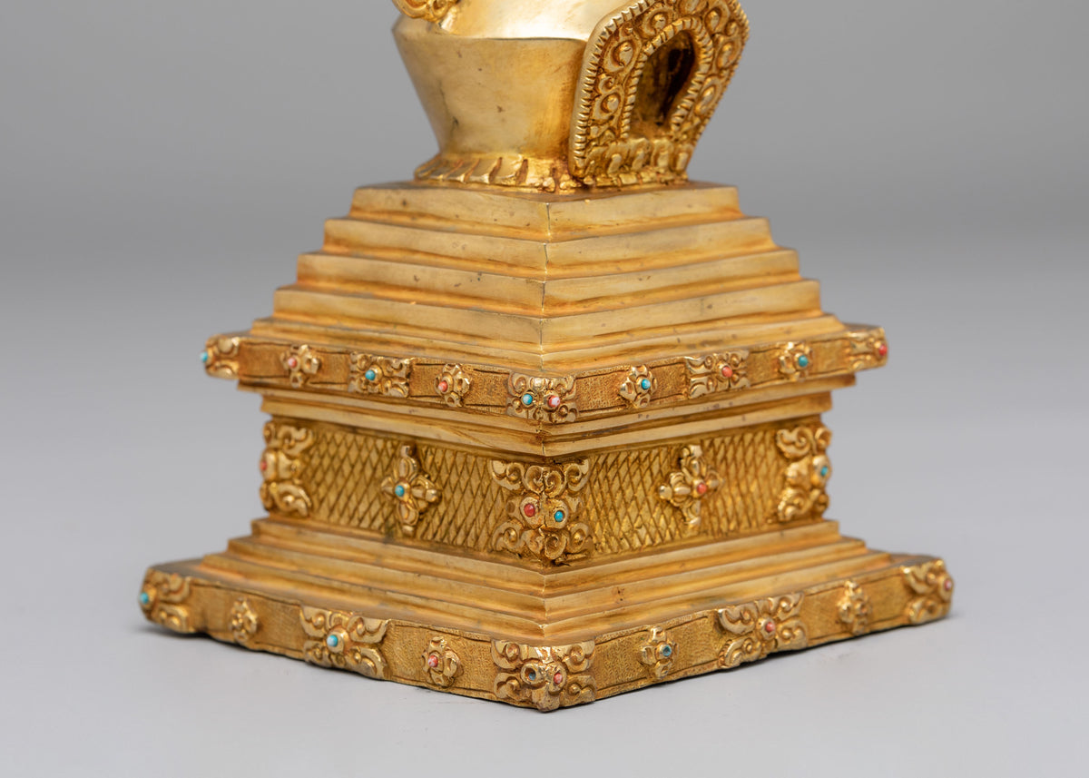 Handcrafted Enlightenment Altar Chorten | Tibetan Ritual Art for Spiritual Practice