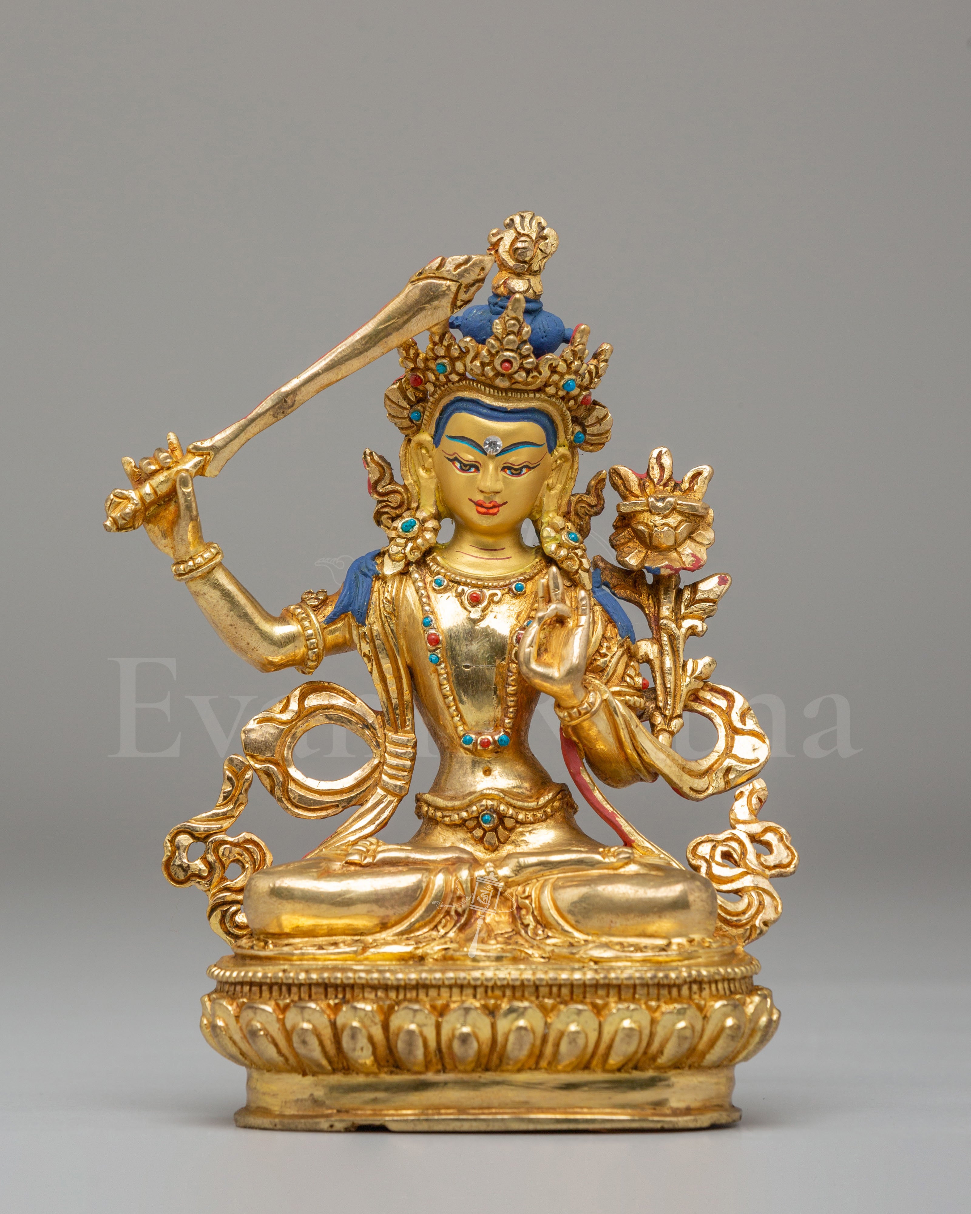 24K Gold Plated Manjushri Sculpture