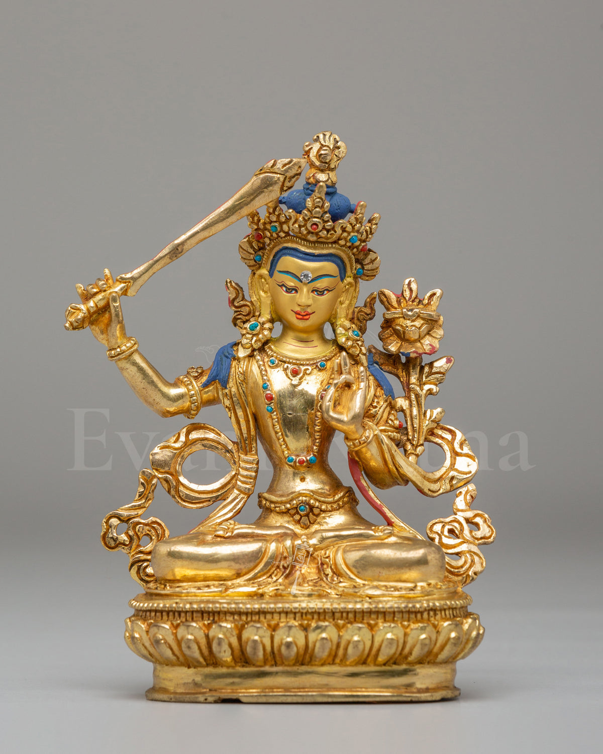 24K Gold Plated Manjushri Sculpture