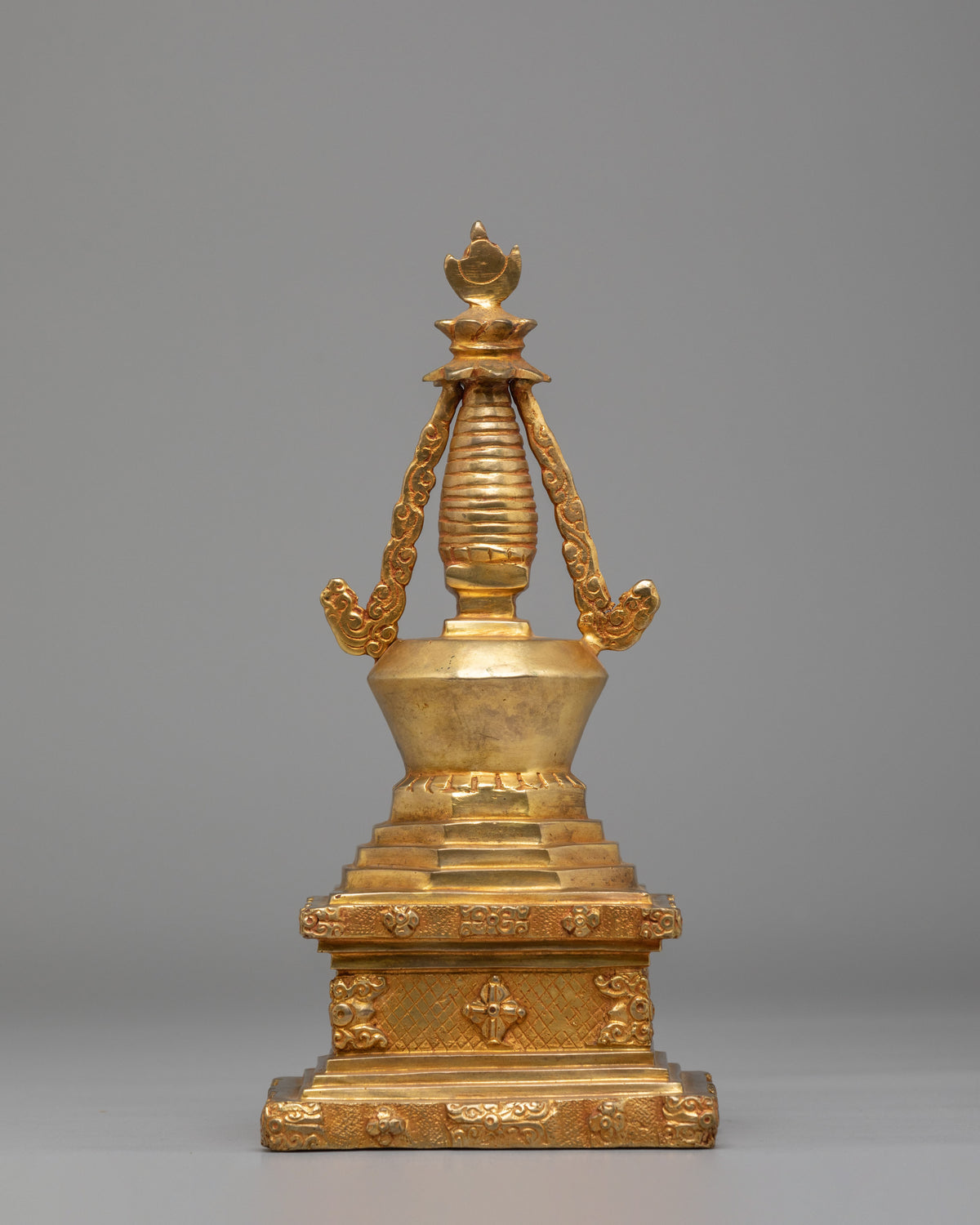 Stupa of Reconciliation for Buddhist Altar | Gold-Plated Copper Sculpture