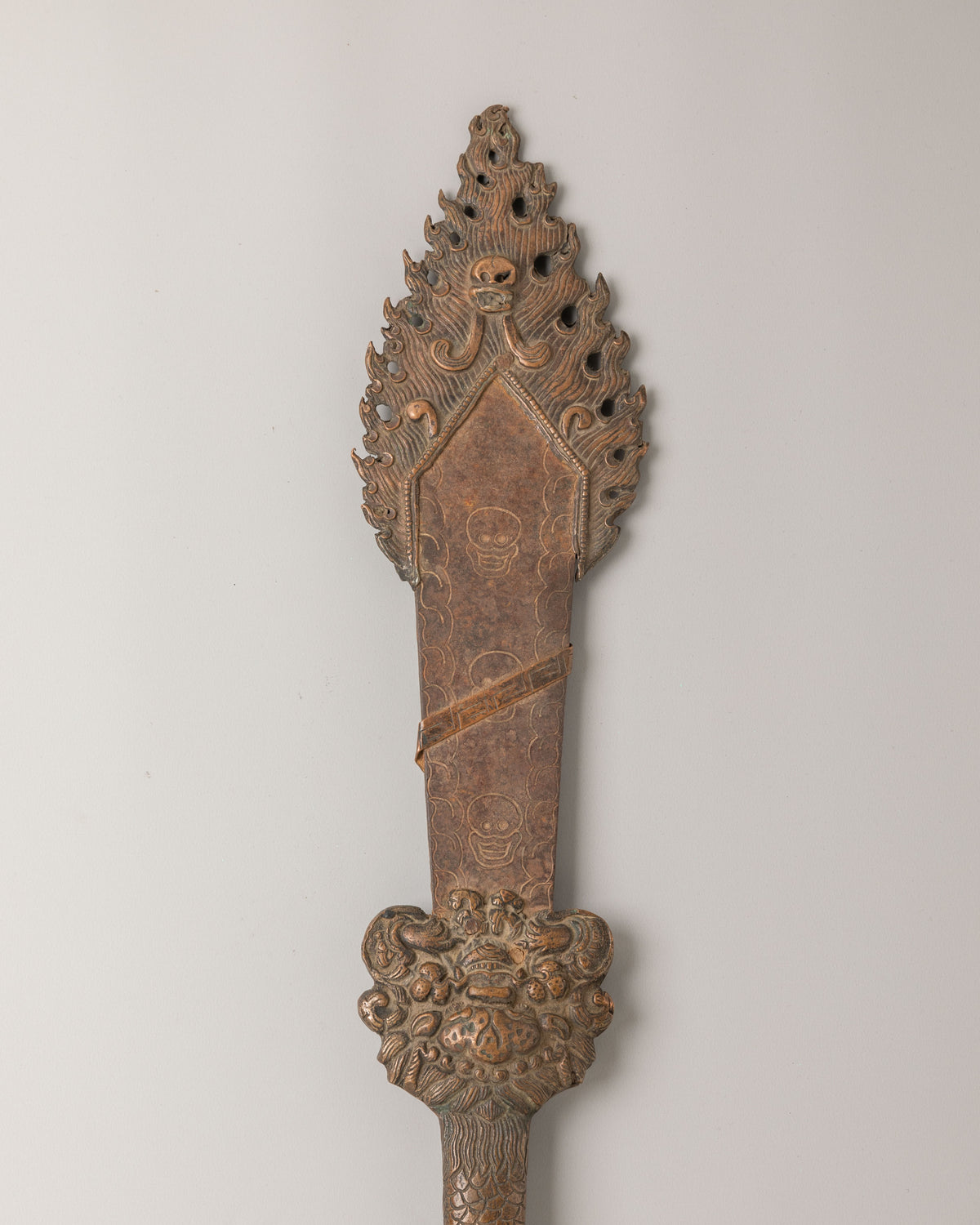 Traditional Tibetan Ritual Sword | Ornately Carved Iron Buddhist Ceremonial Sword